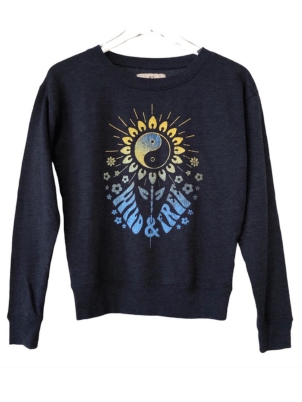 Aeropostle | Sunflower Graphic  Navy Blue Crew Neck Sweatshirt XS